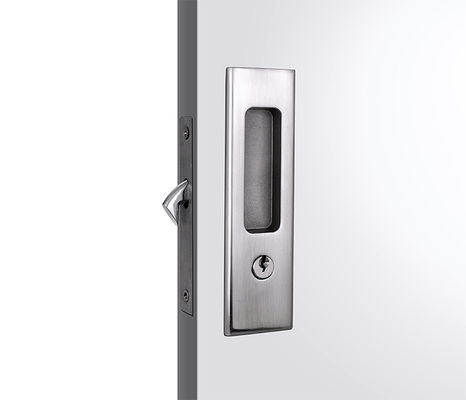 Kunci pintu geser logam nikel satin dengan kunci, ketebalan pintu 35 - 70mm