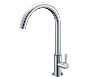 Dapur Single Handle Sink Faucets Kuningan Chrome Plated Deck Dipasang