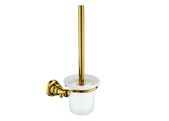 Chrome Finishing Kamar Mandi Toilet Pembersih Sikat Pemegang Base Logam Solid Emas