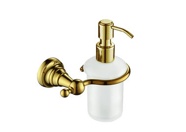 Asesoris kamar mandi emas Dispenser sabun dipasang di dinding dengan pompa kuningan botol PP