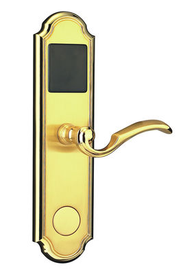Plated Gold Hotel Elektronik Kunci Pintu Dengan Kartu / Kunci Dioperasikan 288 * 73mm Ukuran Plat