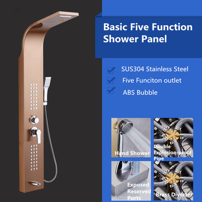 Panel mandi stainless steel H150xW22cm Air terjun kepala berwarna-warni