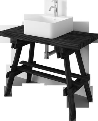 Lantai cat kayu solid tahan air Kamar mandi Lemari Set Vanity Combo