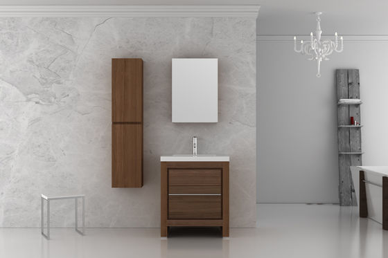 Perabot kamar mandi MDF Oak yang elegan dengan lemari samping 800 x 25 x 700mm