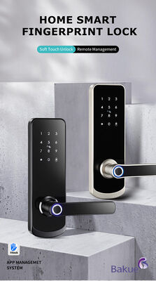 Smart Door Lock CE Fire Rated EN1634 1 EN14846 Sistem Kontrol Akses Aman Hitam dan Perak