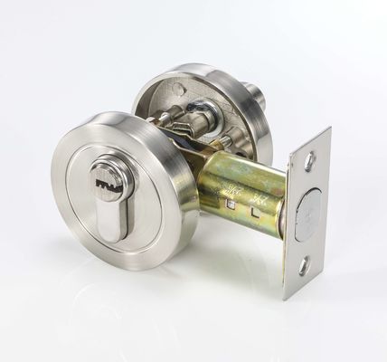 Zinc Body Brass Cylinder Circle Deadbolt Lock Satin Nikel