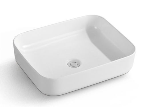 Kamar mandi modern persegi panjang di atas konter Kapal keramik putih Vanity Sink