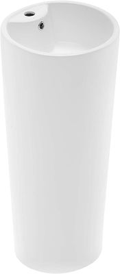 1.75''' Drain Glossy Putih Keramik Pedestal Baskom Kamar Mandi Dengan Chrome Finish Overflow