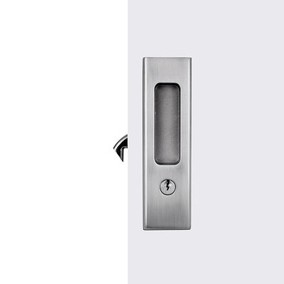 Kunci pintu geser logam nikel satin dengan kunci, ketebalan pintu 35 - 70mm