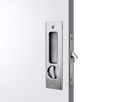 Kunci pintu geser logam nikel satin dengan kunci, ketebalan pintu 35 - 70mm