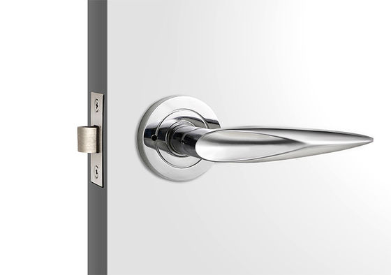 Kunci Pintu Komersial Mortise 50mm Diameter Rose Lockset Chrome Lever Handle