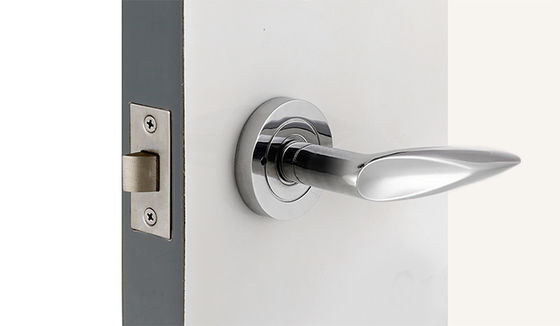 Kunci Pintu Komersial Mortise 50mm Diameter Rose Lockset Chrome Lever Handle