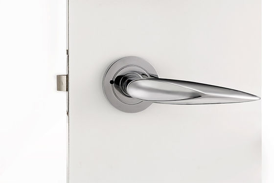 Kunci Pintu Komersial Mortise 50mm Diameter Rose Lockset Chrome Lever Handle