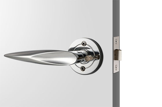 Kunci Pintu Komersial Mortise 50mm Diameter Rose Lockset Chrome Lever Handle