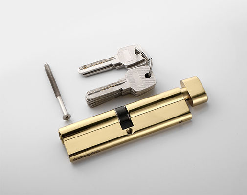 Golden Brass Door Lock Cylinder 110mm Keamanan Tinggi Dengan Thumbturn