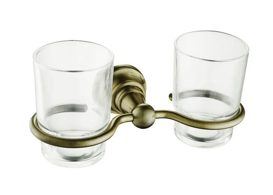 Double Glass Toothbrush Holder Fittings Kamar Mandi Hardware Pemasangan Termasuk