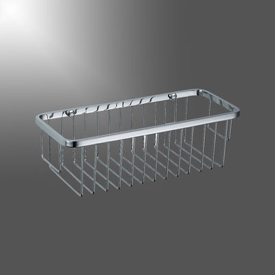 Chrome Lapisan Asesoris kamar mandi stainless steel Single Corner Shower Wire Basket