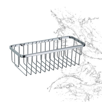Chrome Lapisan Asesoris kamar mandi stainless steel Single Corner Shower Wire Basket