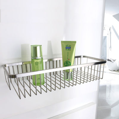Chrome Lapisan Asesoris kamar mandi stainless steel Single Corner Shower Wire Basket