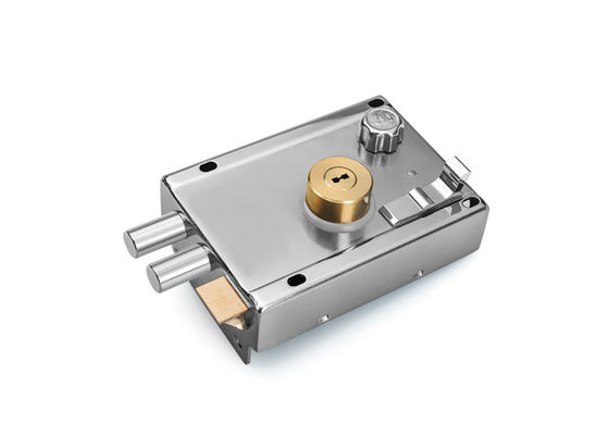 Home Security Rim Lock Kunci pintu stainless steel dengan dua Kunci Silinder Kunci