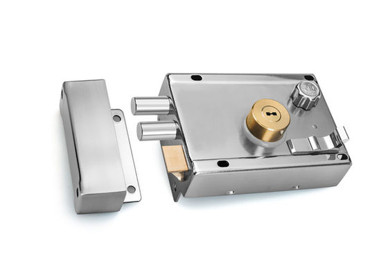 Home Security Rim Lock Kunci pintu stainless steel dengan dua Kunci Silinder Kunci