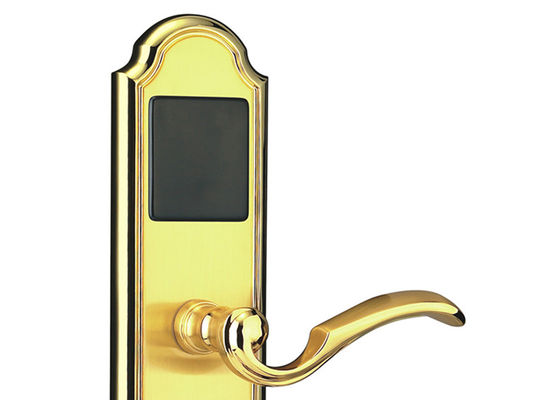 Plated Gold Hotel Elektronik Kunci Pintu Dengan Kartu / Kunci Dioperasikan 288 * 73mm Ukuran Plat
