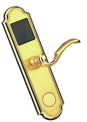 Plated Gold Hotel Elektronik Kunci Pintu Dengan Kartu / Kunci Dioperasikan 288 * 73mm Ukuran Plat