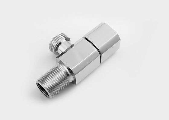 Square / Hexagon Sink Faucets Double Head Angle Valve Bahan paduan seng