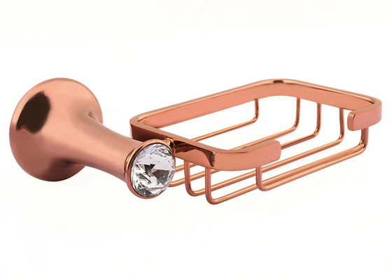Plate Rose Gold Bathroom Accessory Sabun Piring Seng paduan dan Kristal