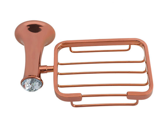 Plate Rose Gold Bathroom Accessory Sabun Piring Seng paduan dan Kristal
