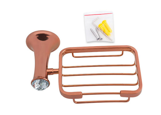 Plate Rose Gold Bathroom Accessory Sabun Piring Seng paduan dan Kristal