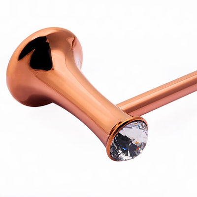 Zinc Alloy dan Crystal Kamar Mandi Aksesoris Single Towel Bar Plat Rose Gold