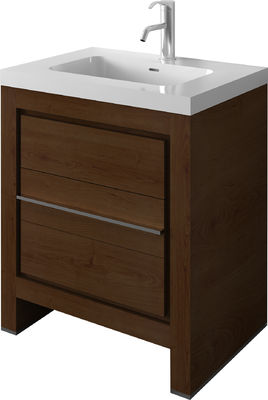Perabot kamar mandi MDF Oak yang elegan dengan lemari samping 800 x 25 x 700mm