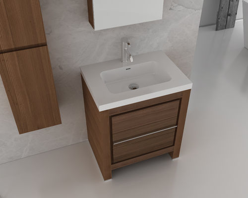 Perabot kamar mandi MDF Oak yang elegan dengan lemari samping 800 x 25 x 700mm