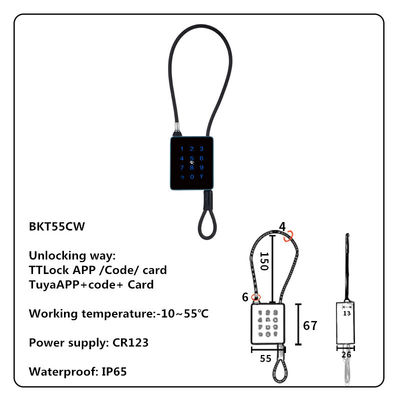 Bluetooth WiFi Smart Padlock Outdoor Dengan Kabel Stainless Steel Genggam Untuk Courtycard