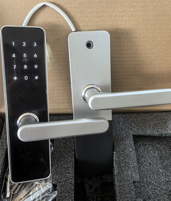 Kunci Pintu Rumah Pintar Kunci Sidik Jari Bluetooth WiFi Dicat Hitam / Perak Untuk Keamanan