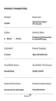 Diluncurkan 60min Bluetooth Konektivitas Bluetooth Kunci Pintu Dikuasai oleh 4pcs AA Baterai Alkaline Sistem Kontrol Akses untuk Smart Building