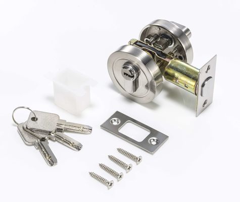 Zinc Body Brass Cylinder Circle Deadbolt Lock Satin Nikel