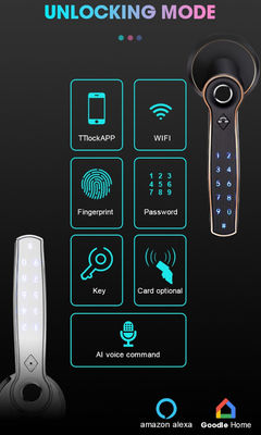 TTlock sidik jari Bluetooth Smart Lock Keyless Zinc Alloy Handle