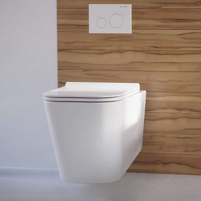 Tinggi yang dapat disesuaikan tanpa tepi Flushing Wall Hanging Toilet Bowl Putih Glossy
