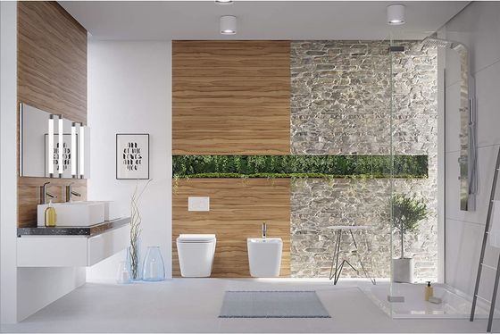 Tinggi yang dapat disesuaikan tanpa tepi Flushing Wall Hanging Toilet Bowl Putih Glossy