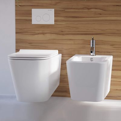 Tinggi yang dapat disesuaikan tanpa tepi Flushing Wall Hanging Toilet Bowl Putih Glossy