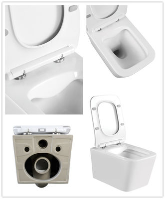 Tinggi yang dapat disesuaikan tanpa tepi Flushing Wall Hanging Toilet Bowl Putih Glossy