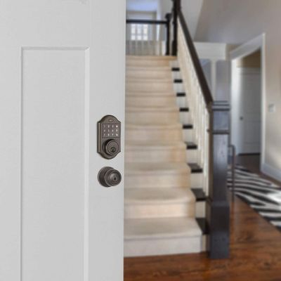 OEM Bump Proof Elektronik Deadbolt Kunci Pintu Mat Hitam Dan Chrome